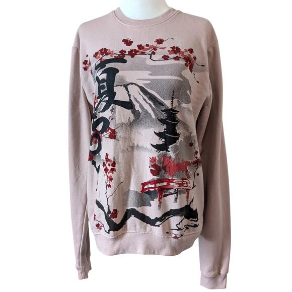 Blind Rooster Blush Pink Cherry Blossom Long Sleeve Pullover Sweatshirt Small - Picture 1 of 8